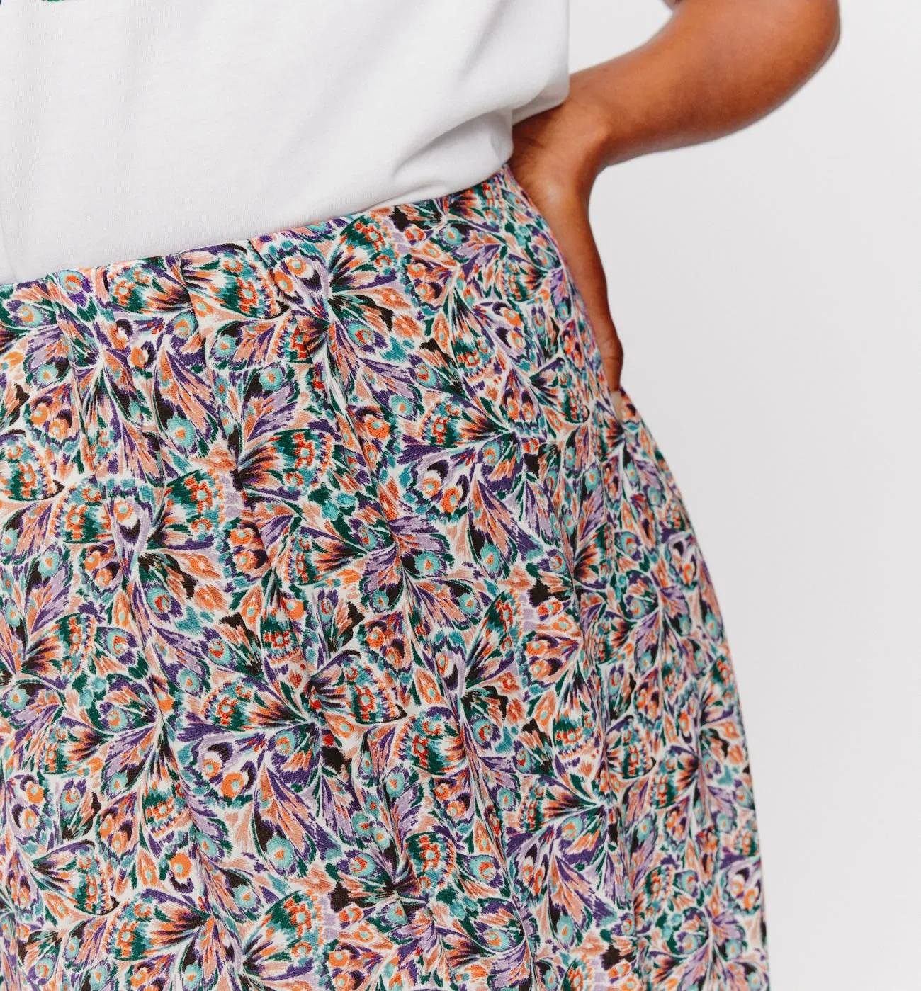 Jupe midi imprimée Femme - Imprimé multicolore