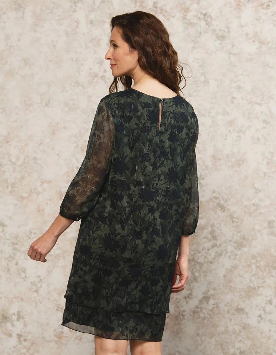 Khaki Voile Pattern Dress - Dresses & Skirts