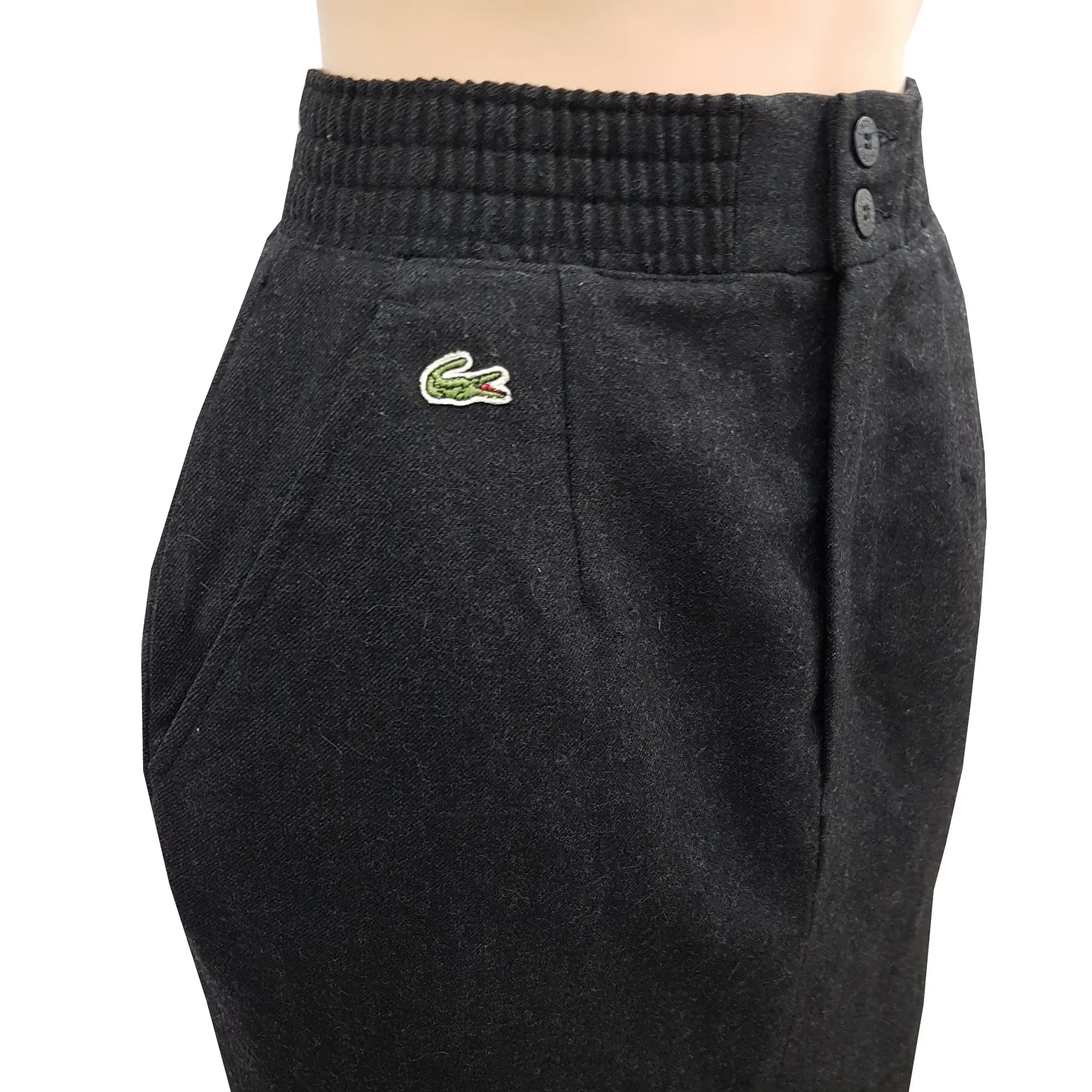 Dark grey wool vintage Devanlay pencil skirt T-shirt by Lacoste.