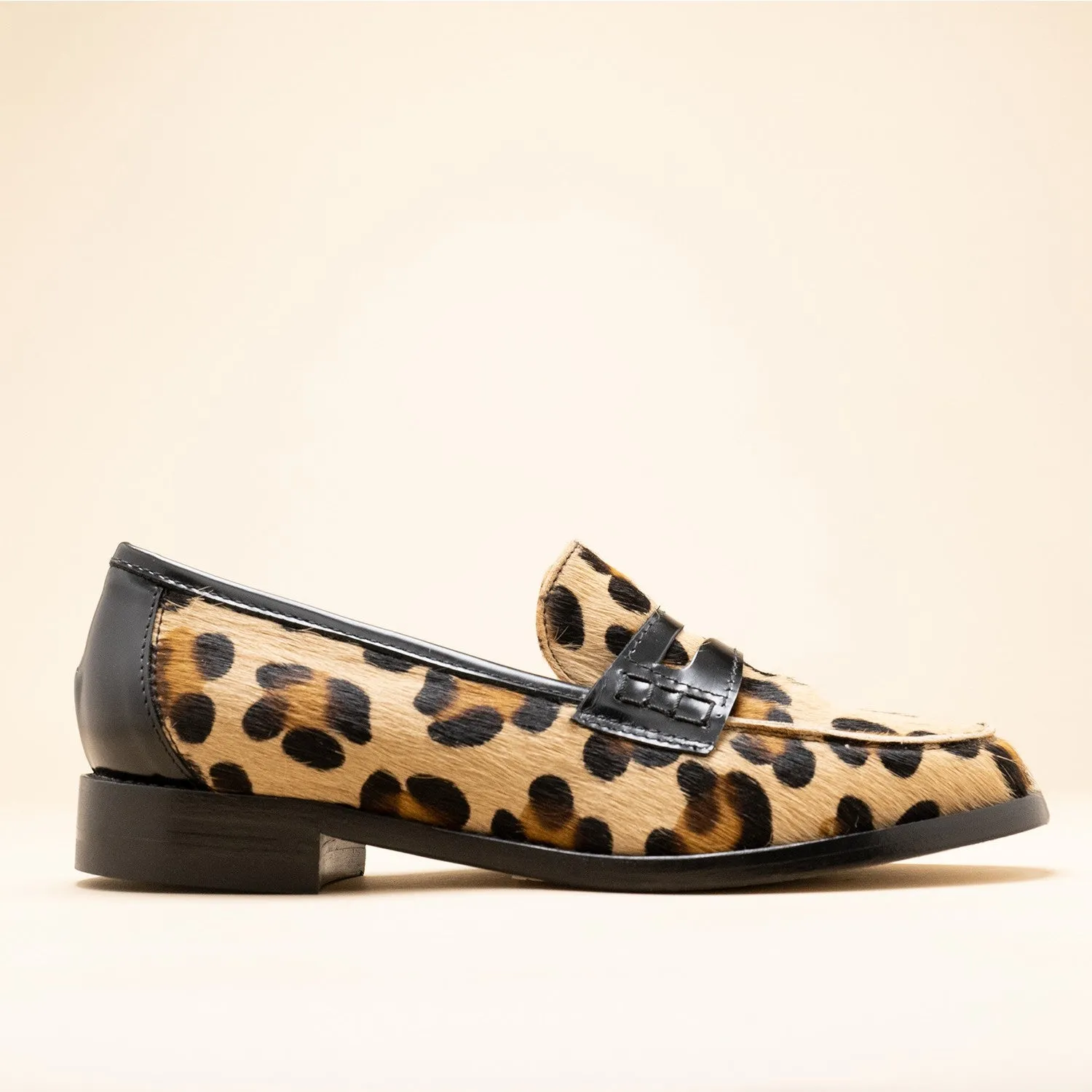 Leopard Print Leather Women's Loafer Handmade in Italy.