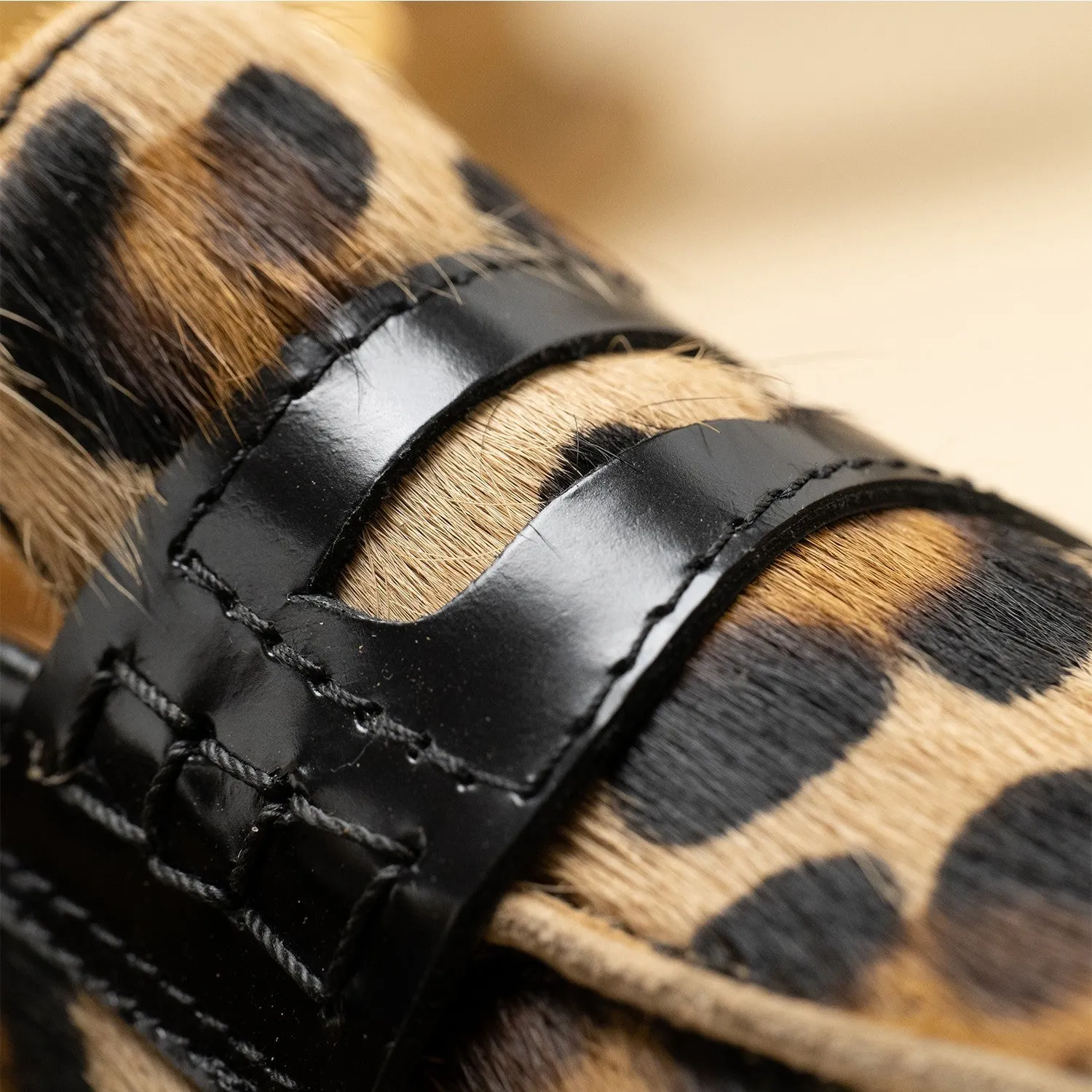 Leopard Print Leather Women's Loafer Handmade in Italy.