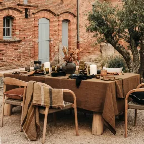 Linen Tablecloth GOLD 160x300 Black Edges • DECO | NEIGHBORHOOD SHOP