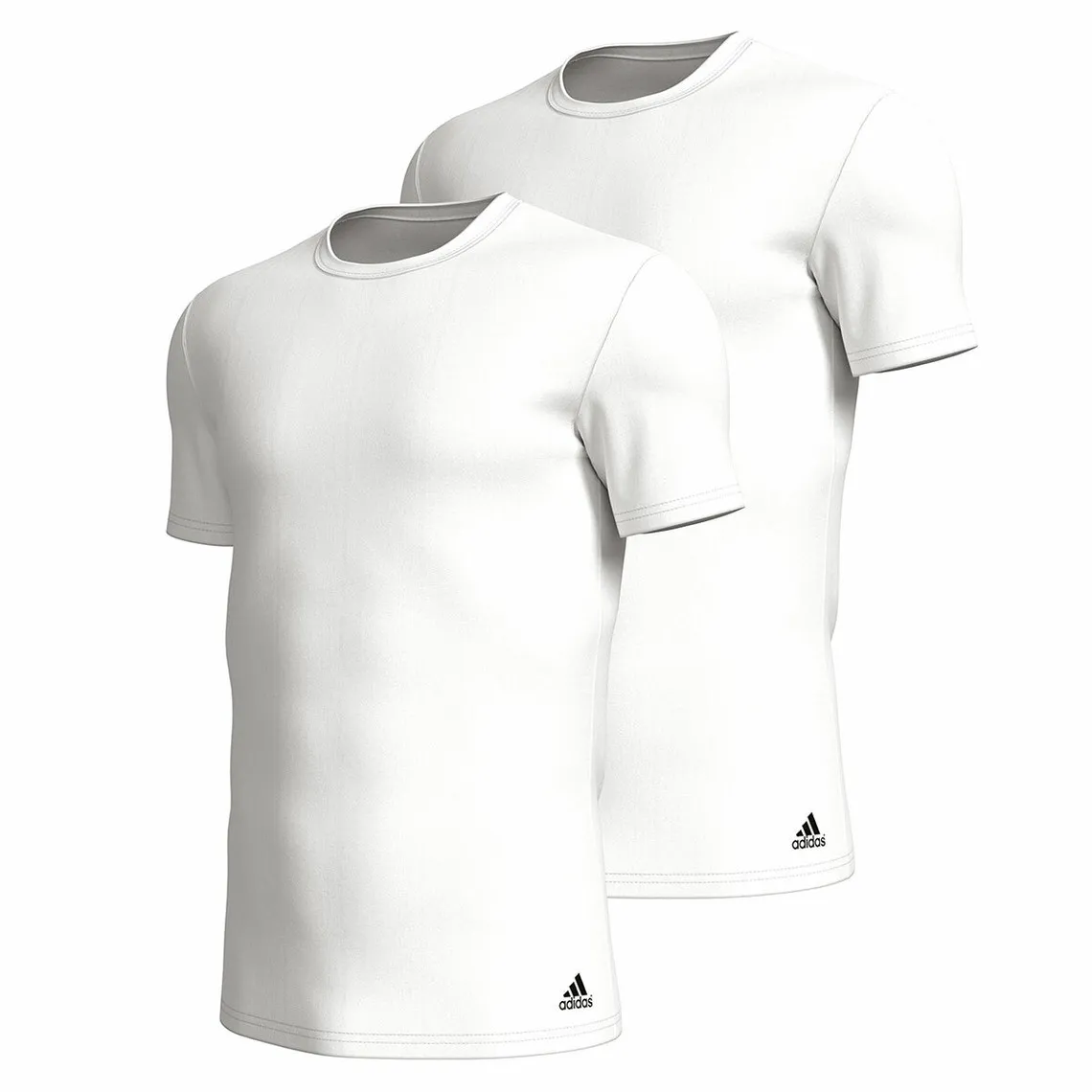 Pack of 2 Men's Round Neck Active Flex Cotton 3 Stripes Adidas T-Shirts White Adidas Underwear MenCorne