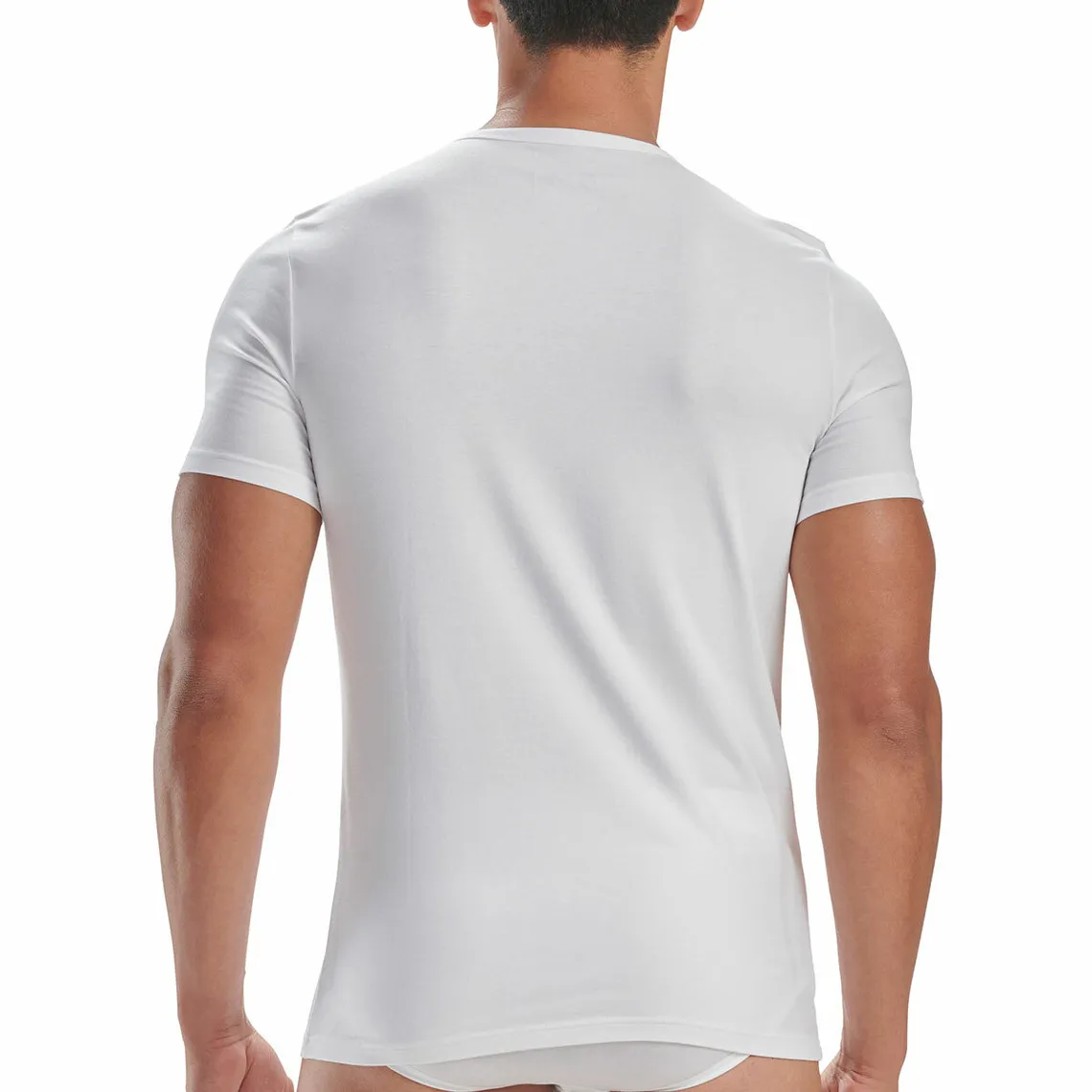 Pack of 2 Men's Round Neck Active Flex Cotton 3 Stripes Adidas T-Shirts White Adidas Underwear MenCorne