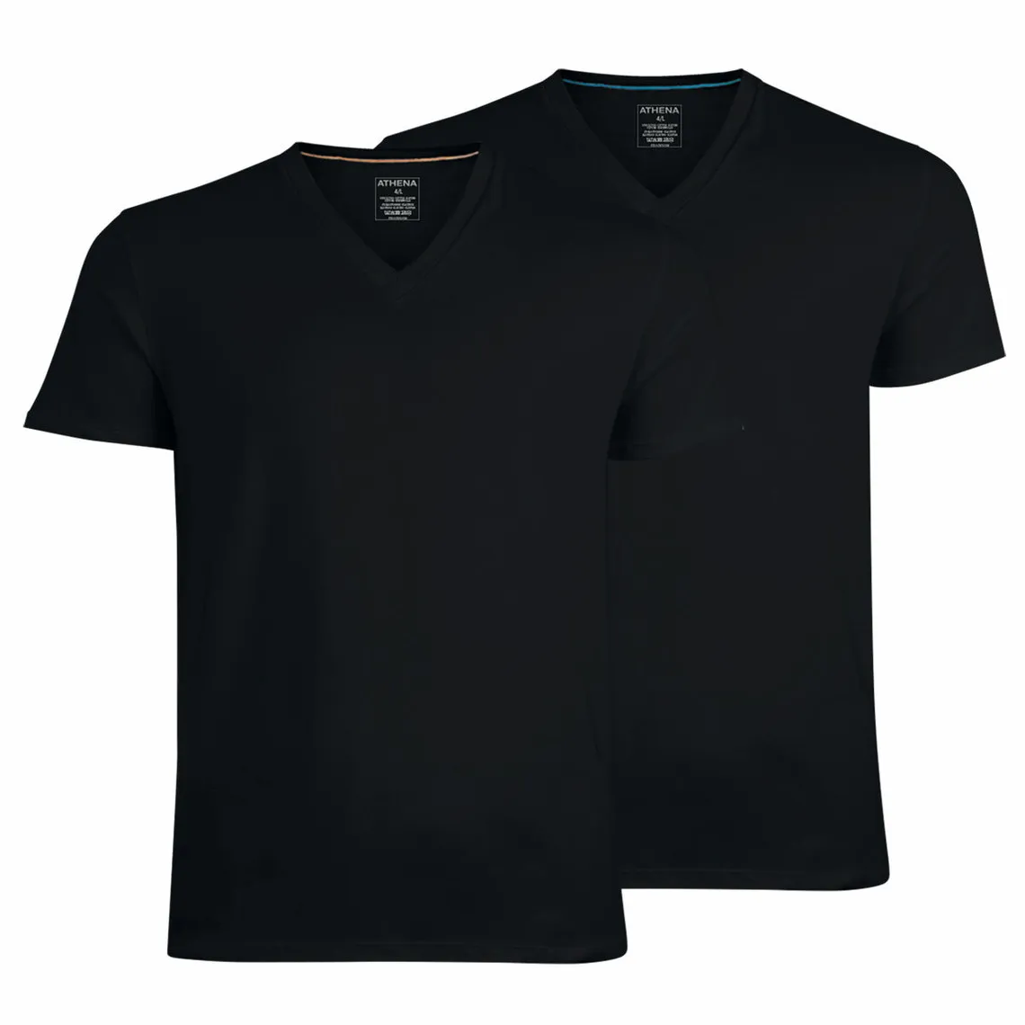 MenCorner Easy Color Black V-neck Men's T-shirt Pack of 2 Cotton Athéna