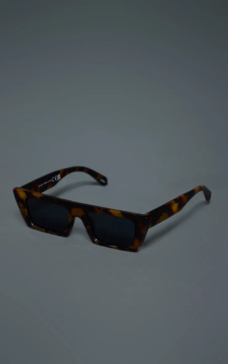 Square Flare Frame Tortoiseshell Sunglasses