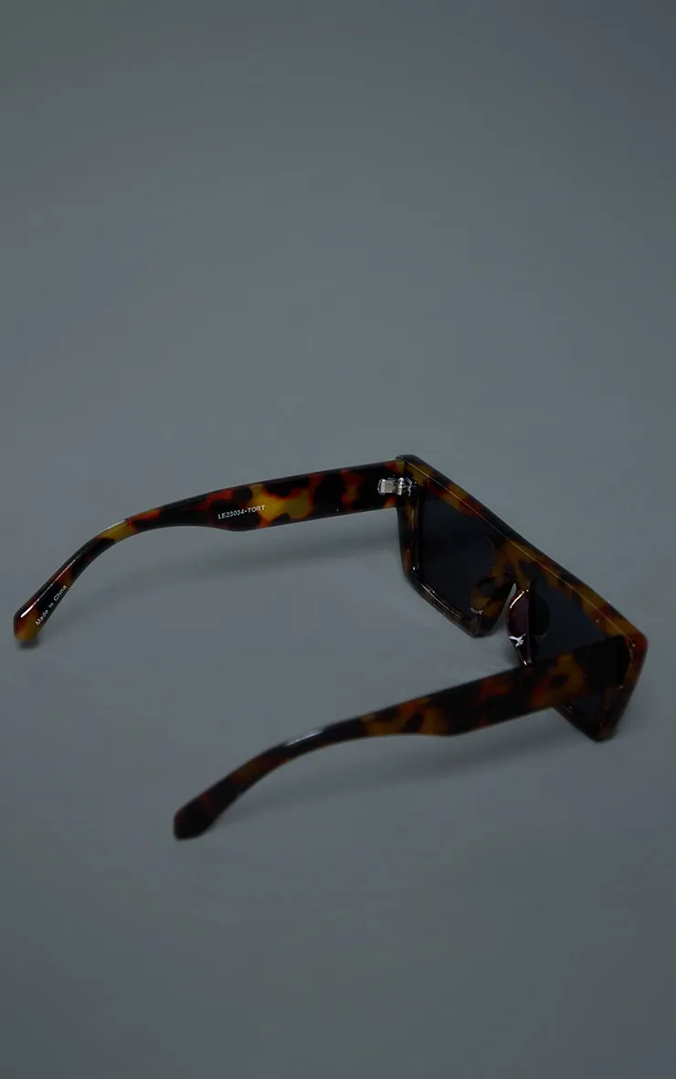 Square Flare Frame Tortoiseshell Sunglasses