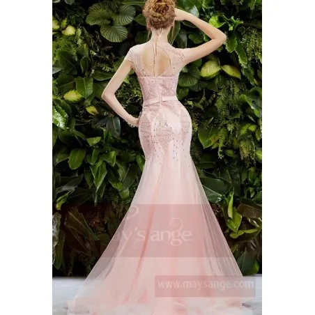 Luxurious mermaid pink evening gown