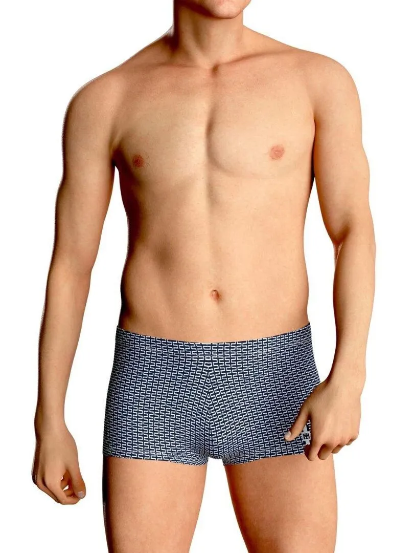 Men's Blue Graphic Print Swim Trunks - Blue