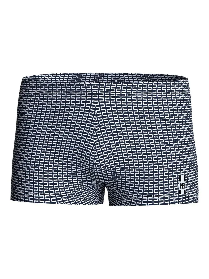 Men's Blue Graphic Print Swim Trunks - Blue