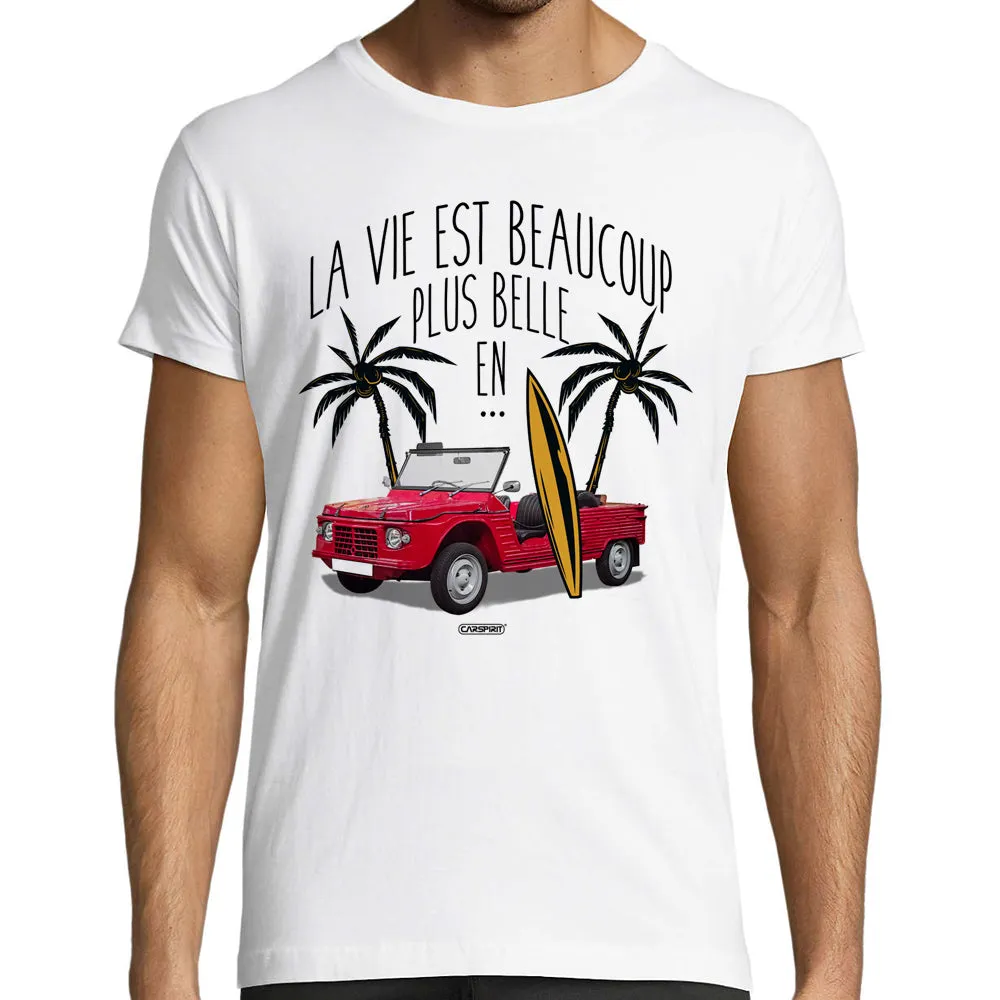 Men's Car Humor T-Shirt | Life is Better in a Mehari | 100% Cotton, Short Sleeves, Thick Fabric