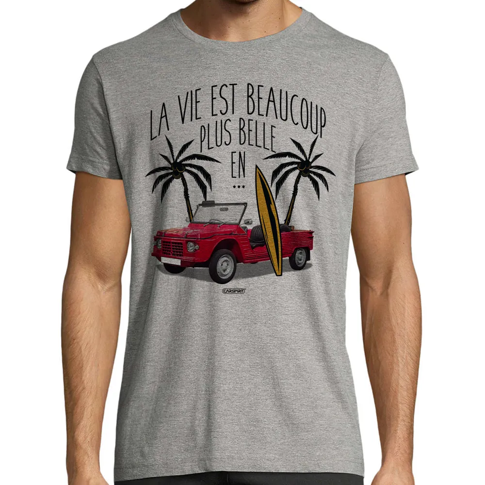 Men's Car Humor T-Shirt | Life is Better in a Mehari | 100% Cotton, Short Sleeves, Thick Fabric