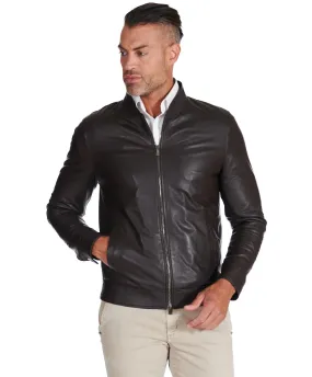 Men's cognac natural leather biker jacket Marlon.