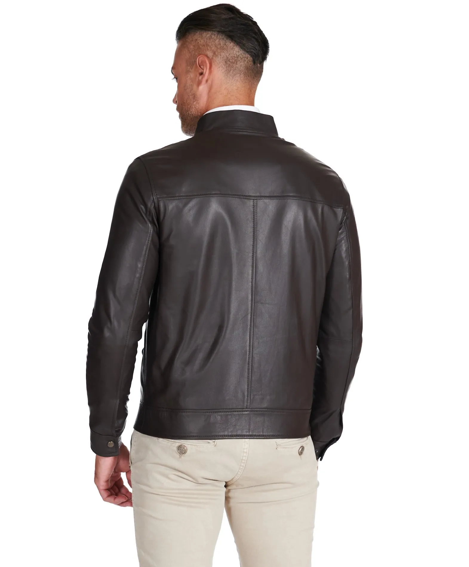 Men's cognac natural leather biker jacket Marlon.