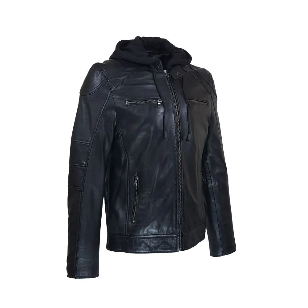 men's leather biker jacket - tema style