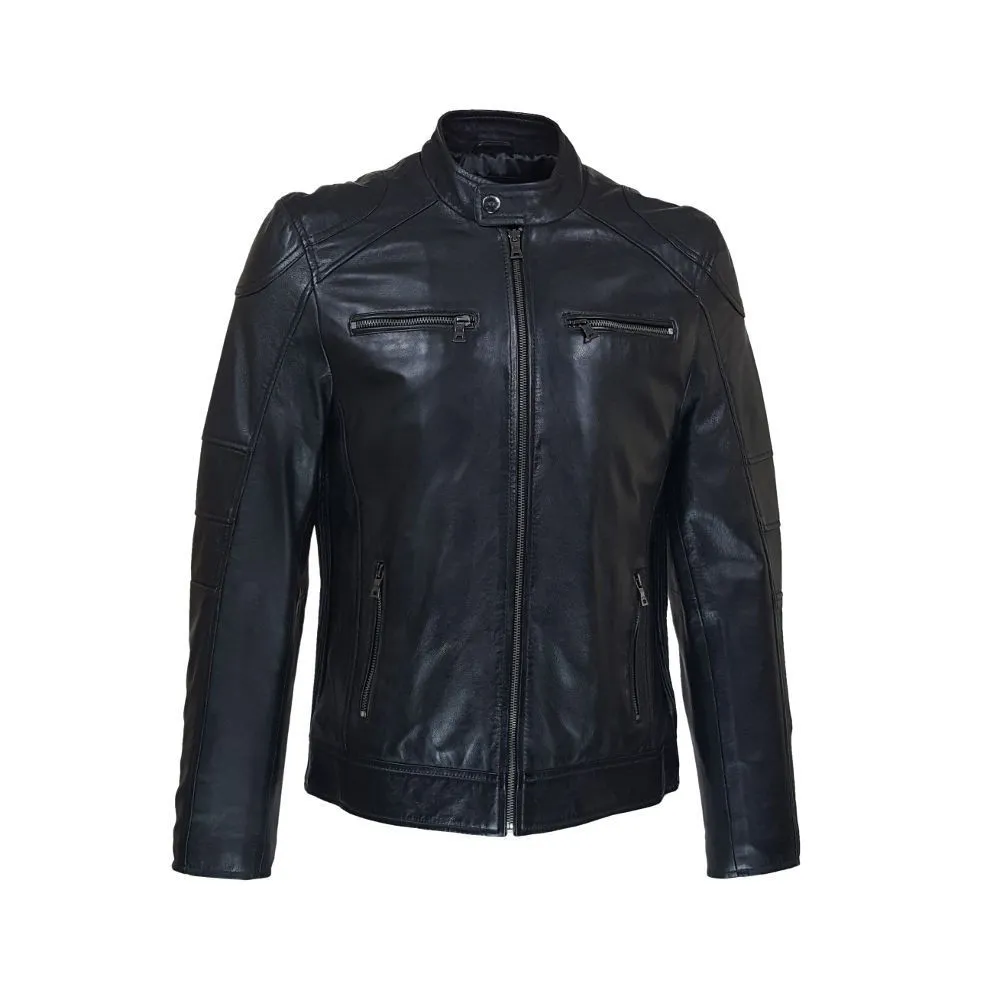 men's leather biker jacket - tema style