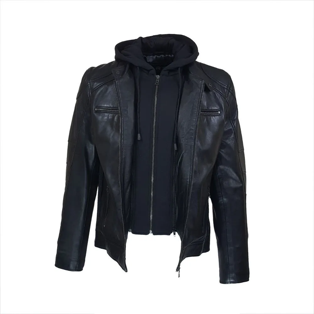 men's leather biker jacket - tema style