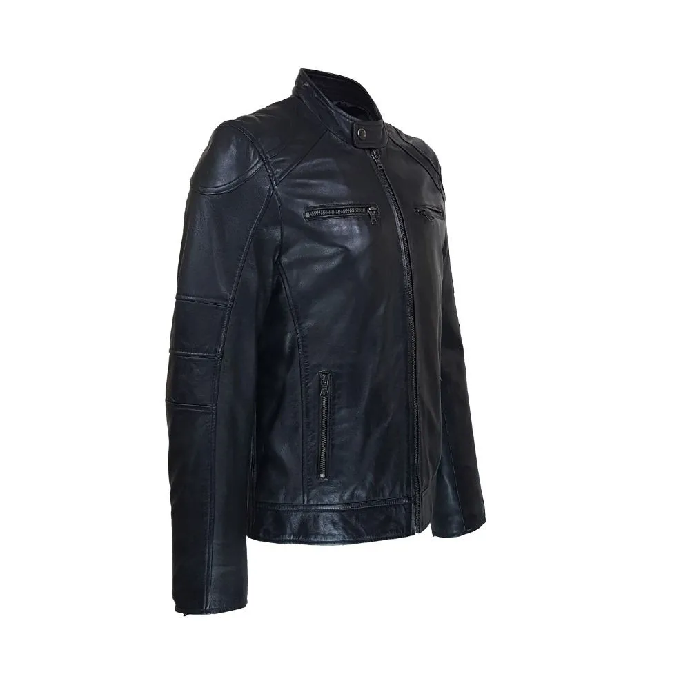 men's leather biker jacket - tema style