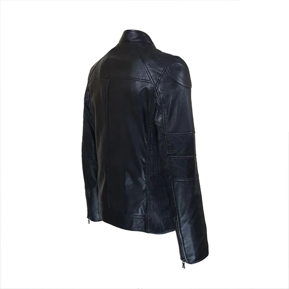 men's leather biker jacket - tema style