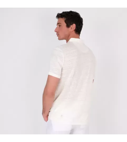 Men's Linen Off-White Polo