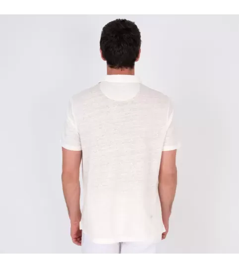 Men's Linen Off-White Polo