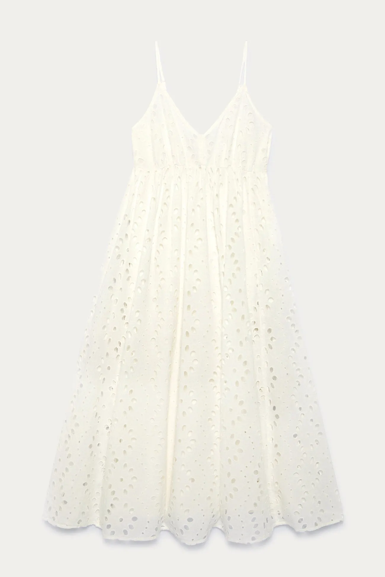 Midi Broderie Anglaise Robe - Ecru