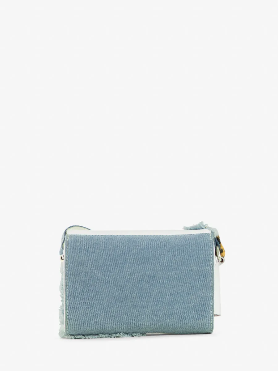 MINI SAC BANDOULIÈRE CUIR BLANC ET LÉOPARD FEMME LeMini Indispensable Chimère - Denim / Blanc