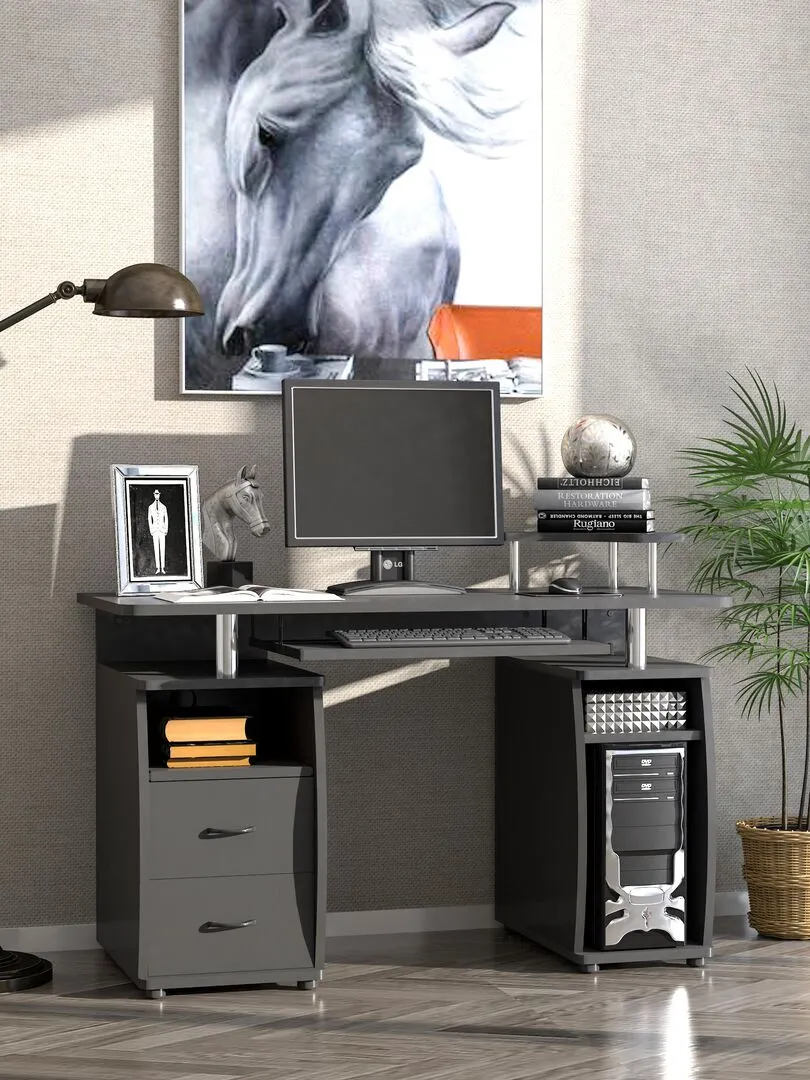 Multi-storage Black Design Computer Desk