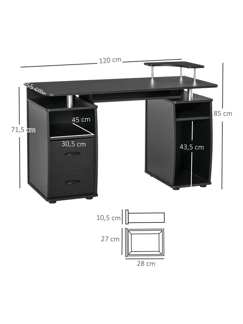 Multi-storage Black Design Computer Desk