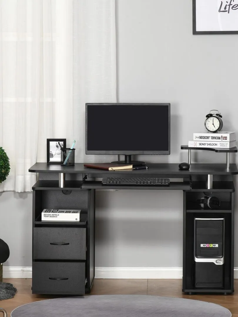 Multi-storage Black Design Computer Desk