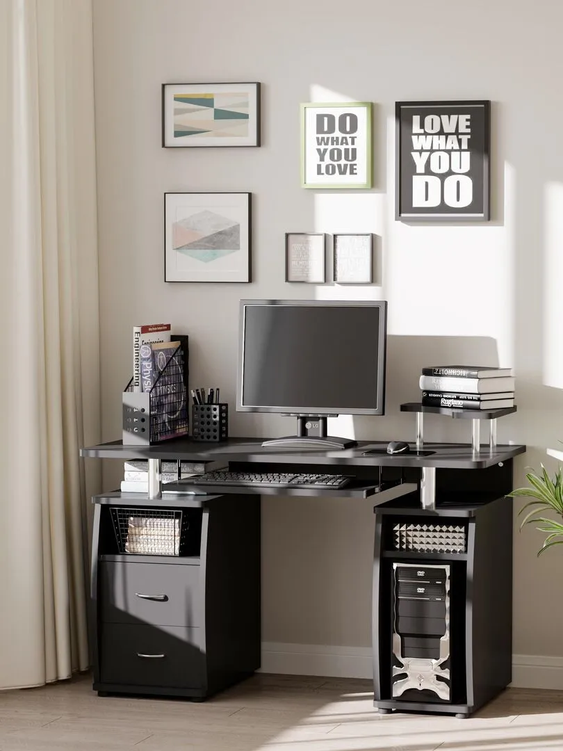 Multi-storage Black Design Computer Desk