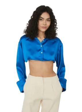 MYBESTFRIENDS  Chemise cropped Arianna - Bleu