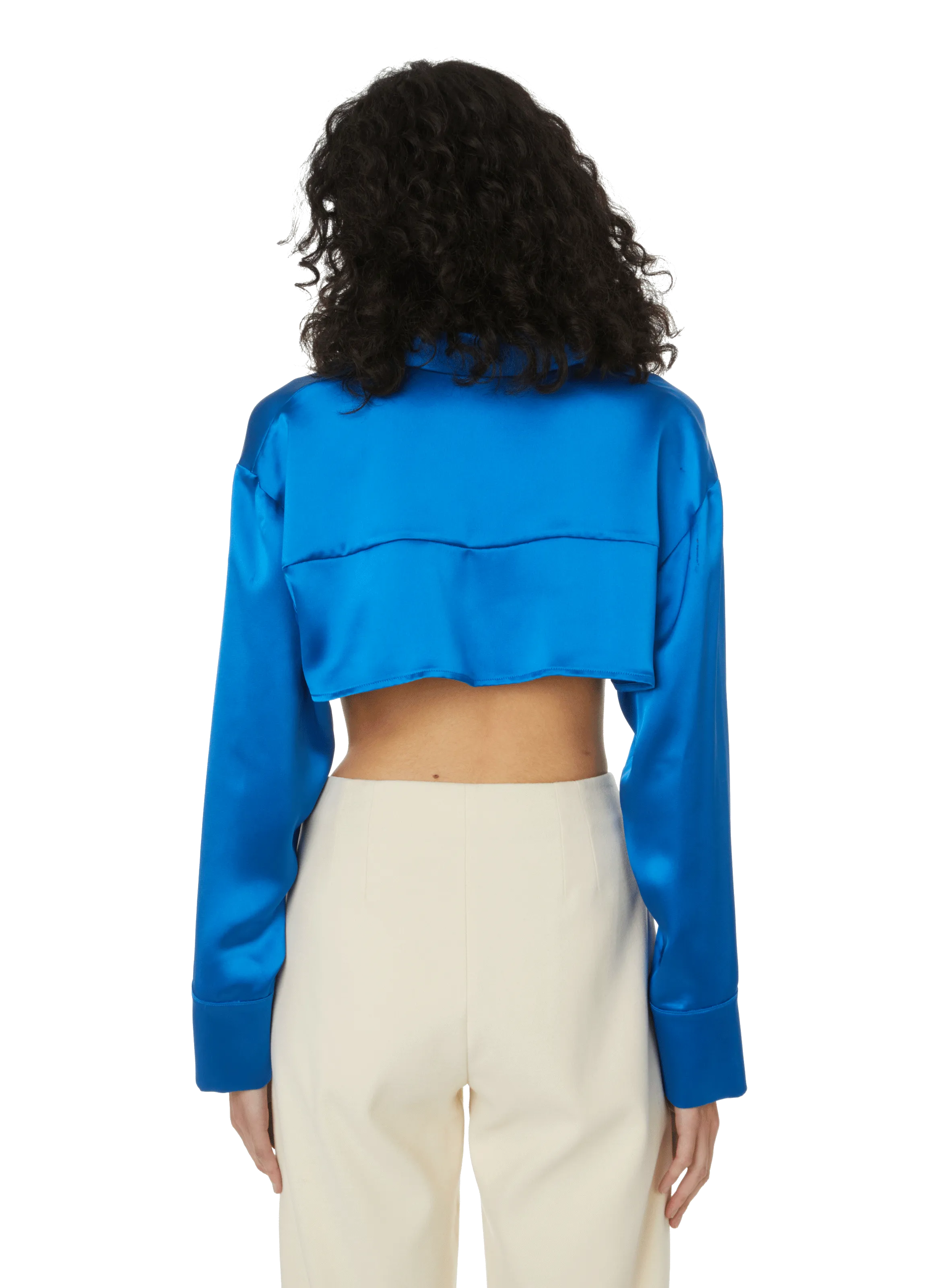 MYBESTFRIENDS  Chemise cropped Arianna - Bleu