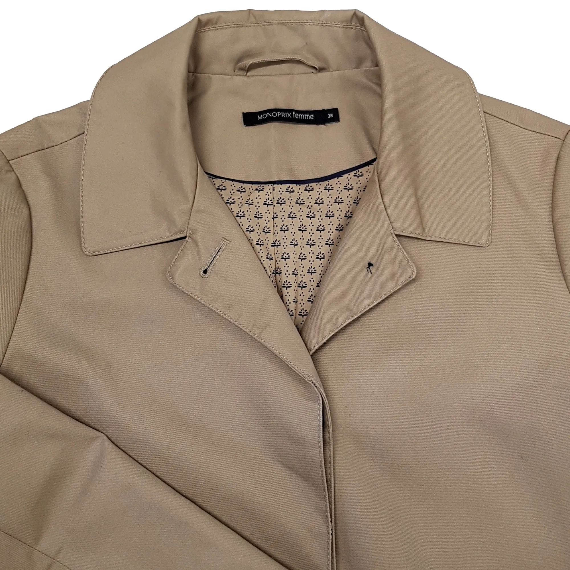 New Monoprix Coat Size 38 Beige Gabardine Trench Coat Imper.