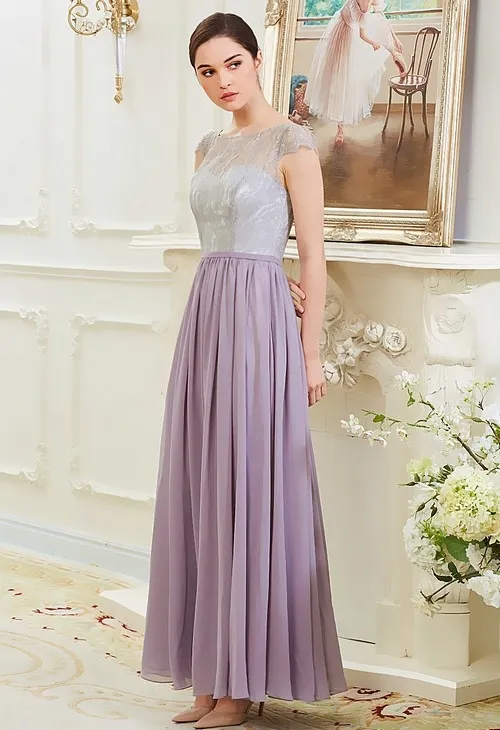 pale grey long evening gown | Nancydress