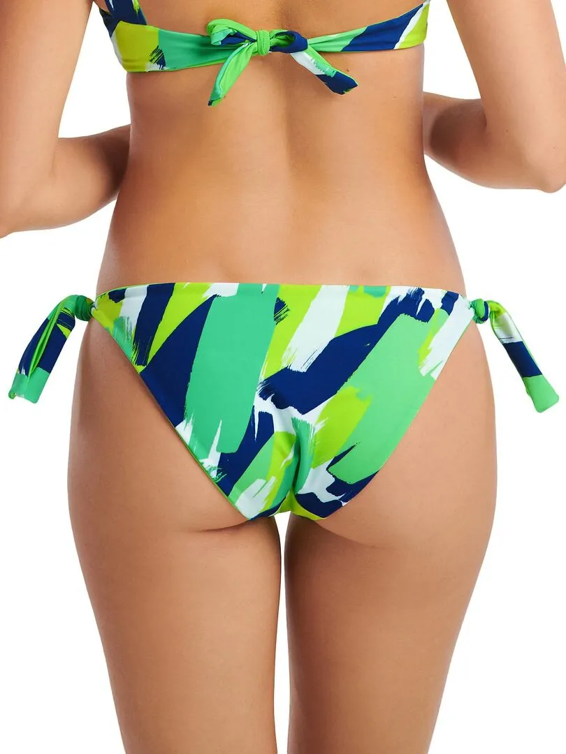 Panama Reversible Bikini Bottoms with Tie Straps - Green