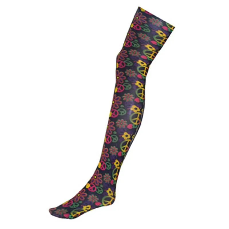 Peace and Love motif women's polyamide tights