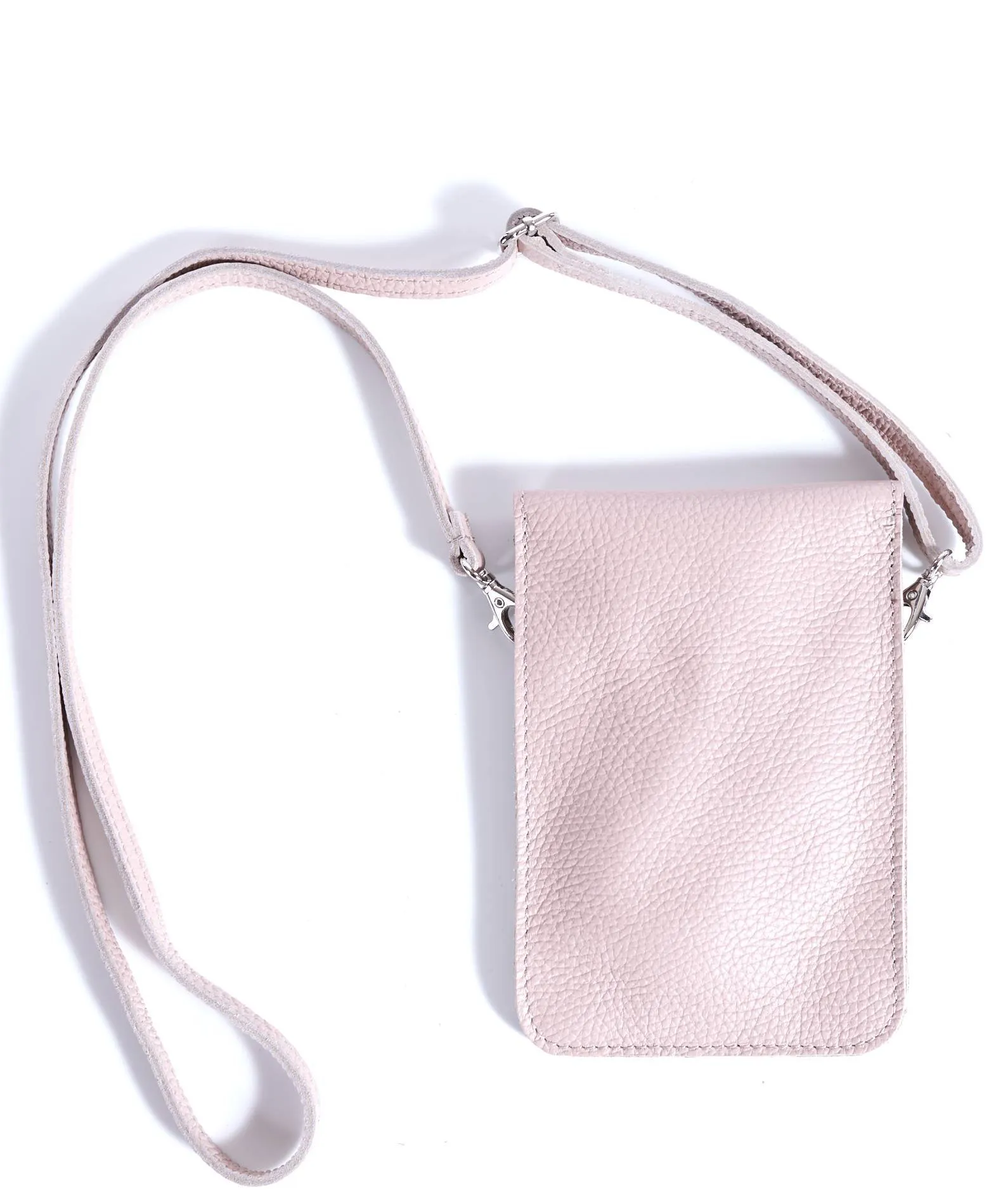 Noah powder leather crossbody phone pouch