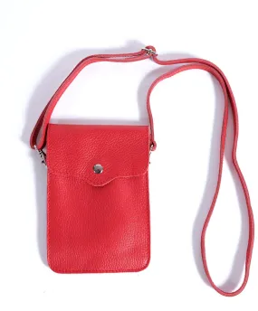 Petit sac à bandoulière cuir pour téléphone portable rouge Noah