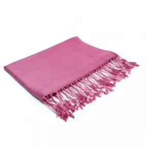 Pink Pashmina Viscose Stole with Thin Ropes