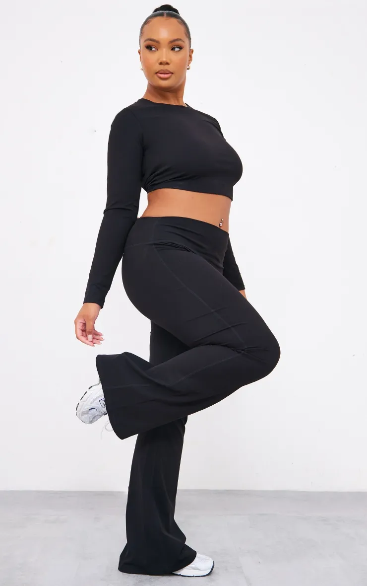 Plus Pantalon de yoga évasé noir Sculpt à taille haute