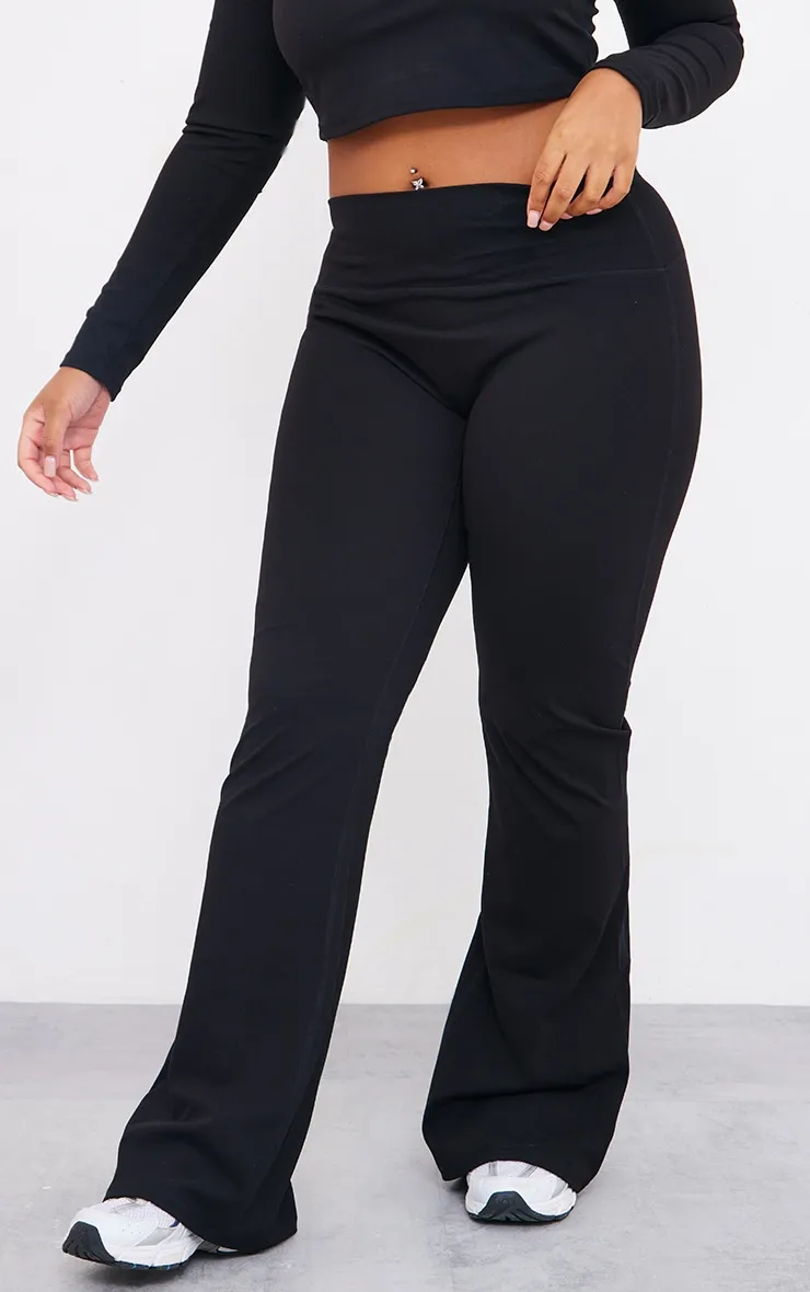 Plus Pantalon de yoga évasé noir Sculpt à taille haute