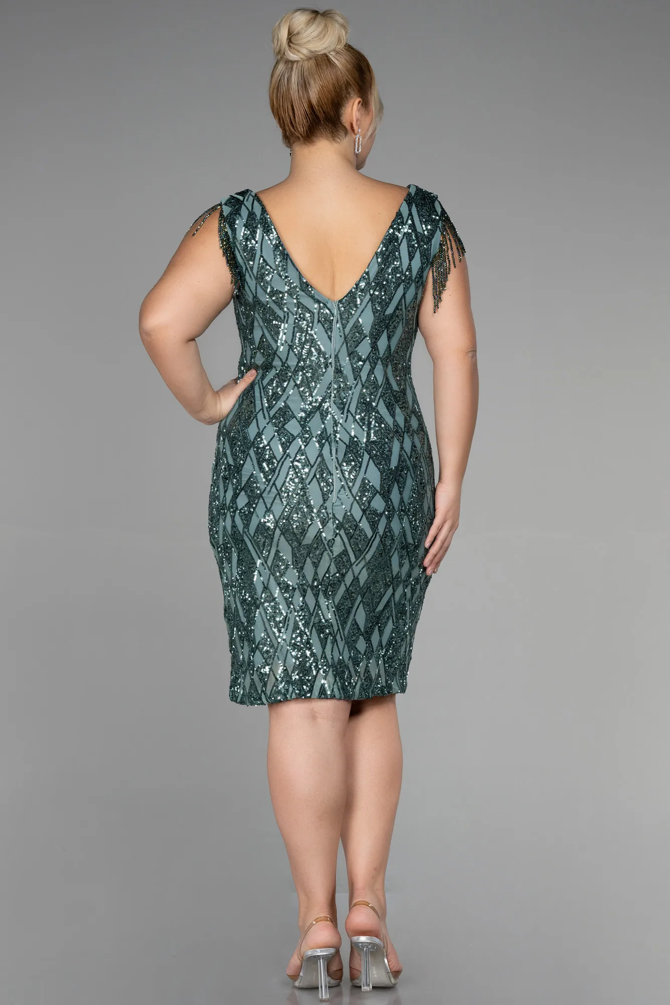 Plus Size Black Midi Party Dress ABK1873