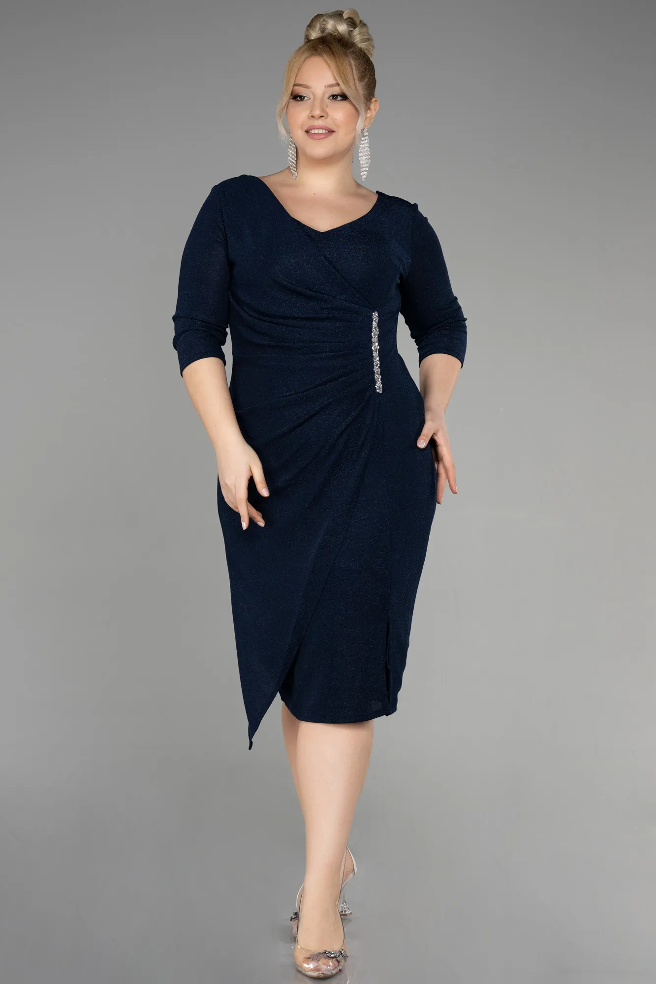 Plus Size Midi Indigo ABK1950 Party Dress