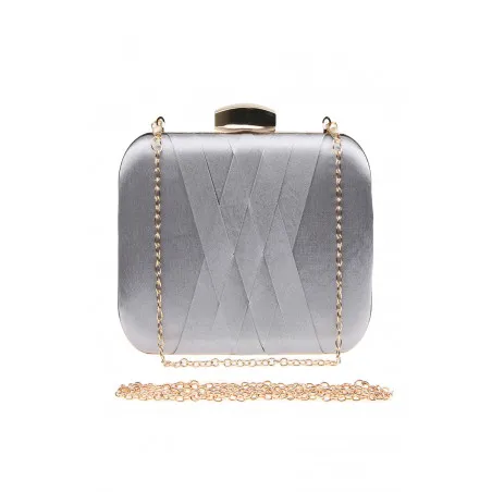 Grey woven rectangular evening clutch