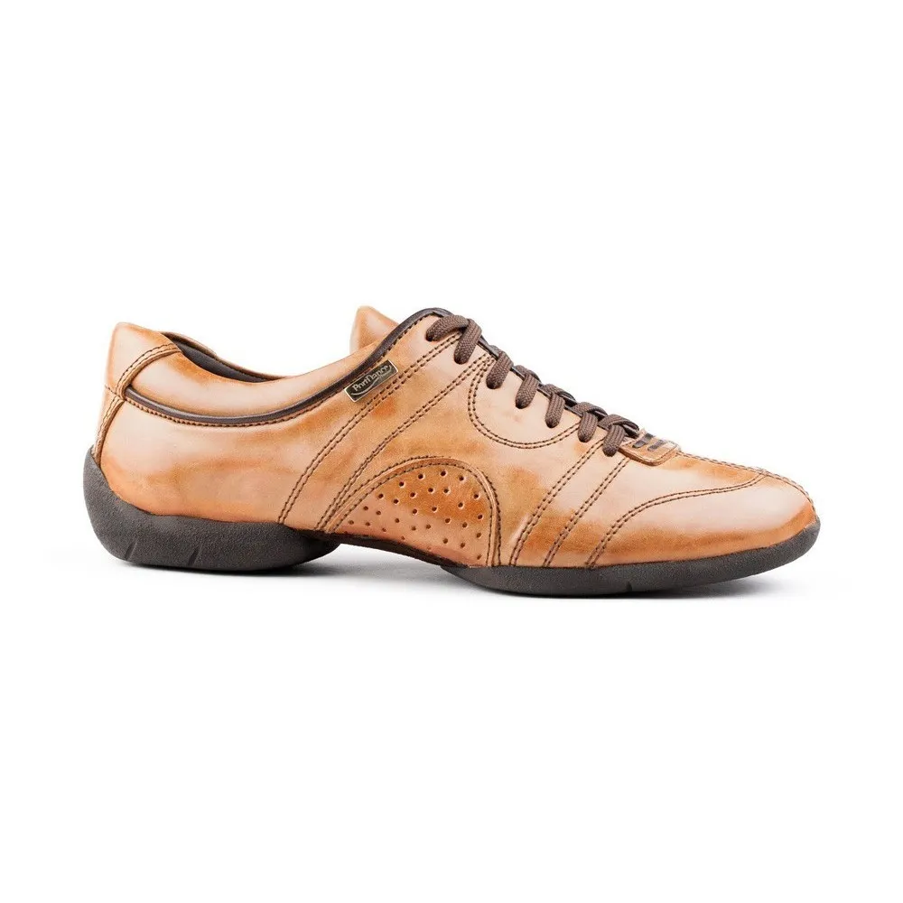 Portdance camel leather casual sneakers with PD CASUAL 001 design - FAME at La Maison De La Danse.