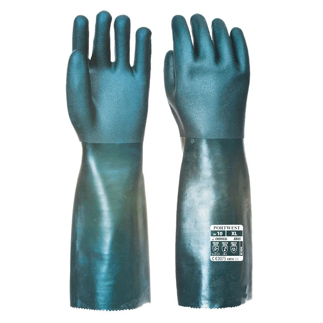 Portwest PV Dual Dipped PVC Gloves with Sand Finish Palm 45cm