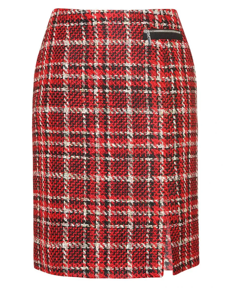 Red Plaid Skirt - Skirts