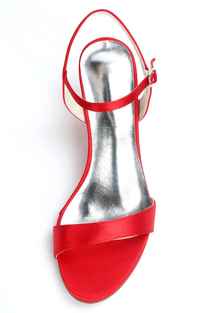 Red Wedge Heel Simple Wedding Sandals