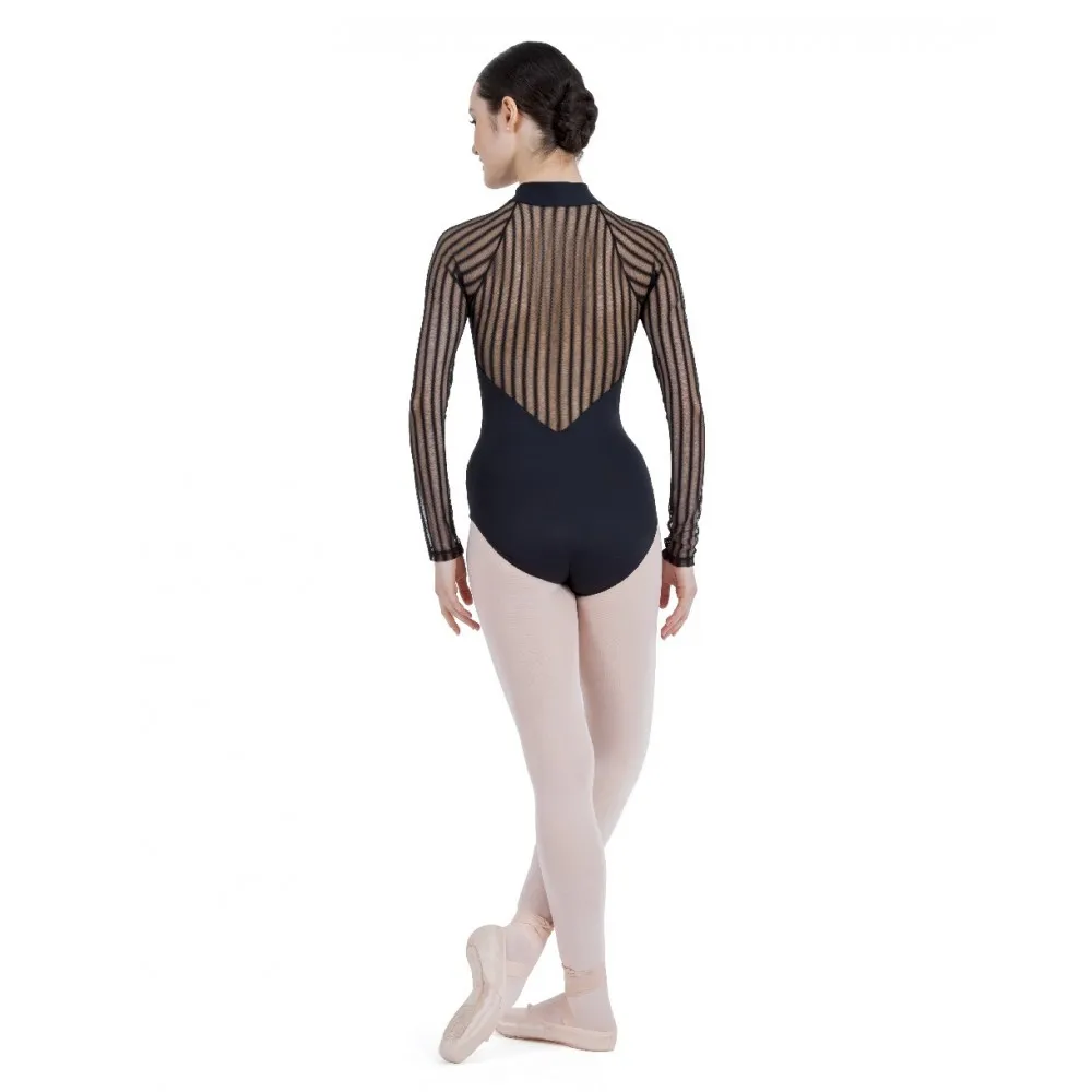 Repetto D0712 FAME dancewear - Mesh bodysuit with mandarin collar at La Maison De La Danse